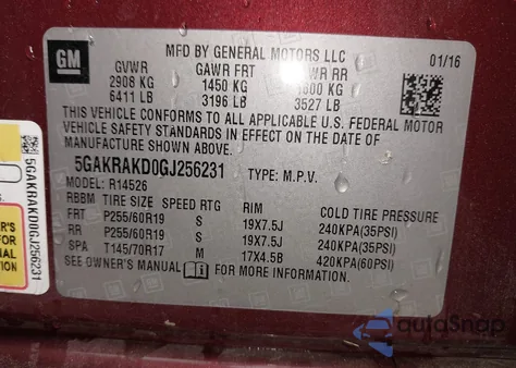 2016 Buick Enclave Convenience z USA, uszkodzony, nr VIN 5GAKRAKD0GJ256231